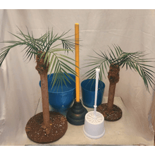 Load image into Gallery viewer, Potty Plants® Palm Trees hide bathroom tools: plunger &amp; toilet bowl brush scrubber inside fake plants Island Tropical Beach decor
