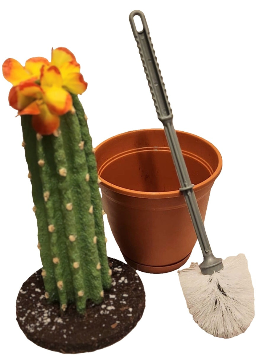 Decorative Cactus cover for hiding toilet bowl scrub brush