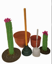 Load image into Gallery viewer, Toilet plunger and brush cover Cactus Southwest Cowboy Western theme bathroom Potty Plants
