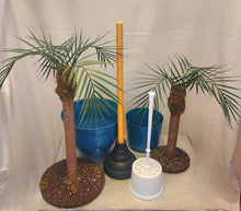 Load image into Gallery viewer, Potty Plants® Palm Trees hide bathroom tools: plunger &amp; toilet bowl brush scrubber inside fake plants Island Tropical Beach decor
